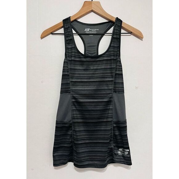 SKECHERS SPORT Gray Striped Tank Top   Sz S - Picture 1 of 5